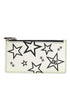 Dolce & Gabbana White Leather Douphin DG Logo Star Print Card Holder Wallet
